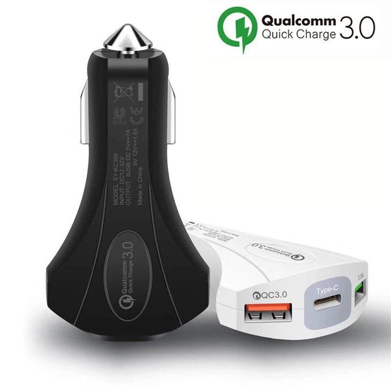 Универсальный USB Quick Charge QC3.0 автомобильное зарядное устройство для iPhone Micro type-C автомобильное металлическое быстрое зарядное устройство для мобильного телефона быстрое зарядное устройство