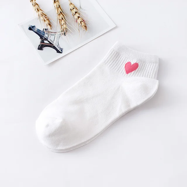 10pcs=5pairs Women Short Socks Red Heart Cute College Fresh Female Socks Soft Cotton Summer Autumn Hot Sale Girls Sock Meias Sox B