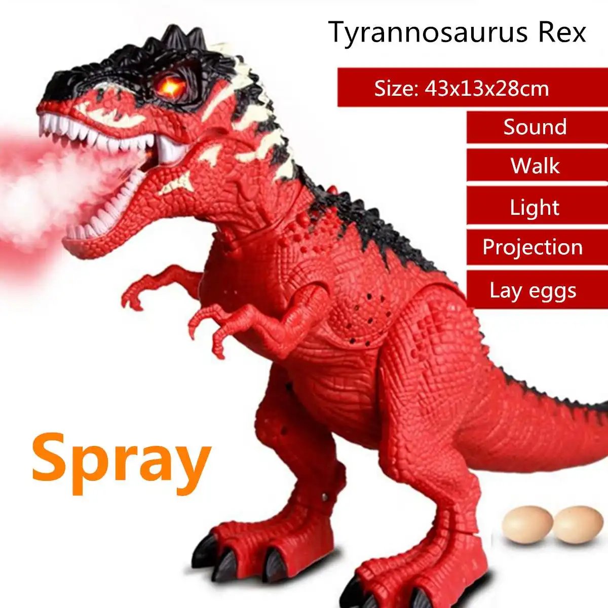 Электрический спрей динозавр движущийся шагающий динозавр ходячая тираннозавр игрушка Rex Электрический динозавр кладет яйца подарок для детей - Цвет: Red Spray