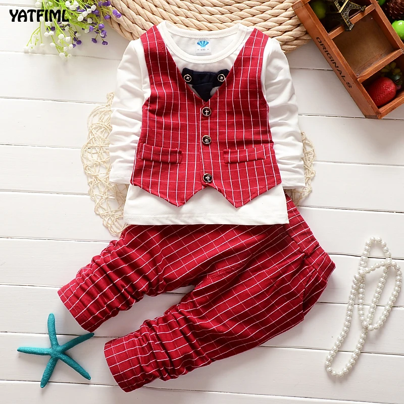 YATFIML summer Formal Children's clothes for boys Lattice baby boys suit kids blazers boy suit for weddings prom 9M-3T