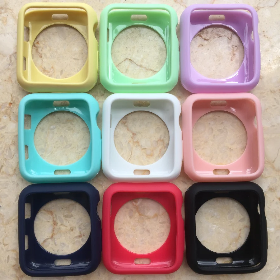 

Candy colors Soft Silicone Case For Apple Watch Series 4 Cover tpu Frame Protection 40mm 44mm 44/40 Watch Band Accessories