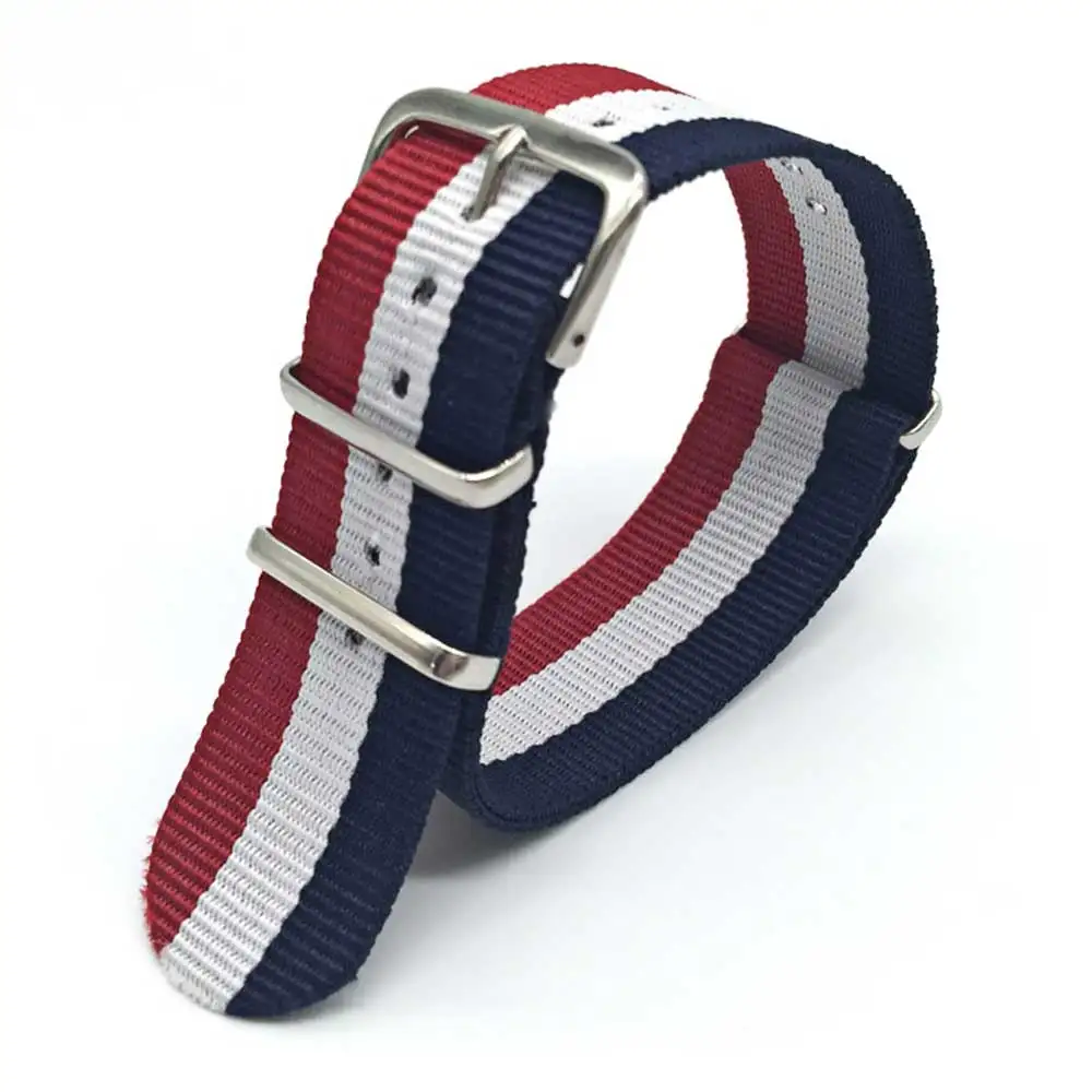 

Red Blue White 18mm 20mm 22mm Optional Colors Military Watch Band Replacement Belt NATO Strap Woven Nylon Watchbands