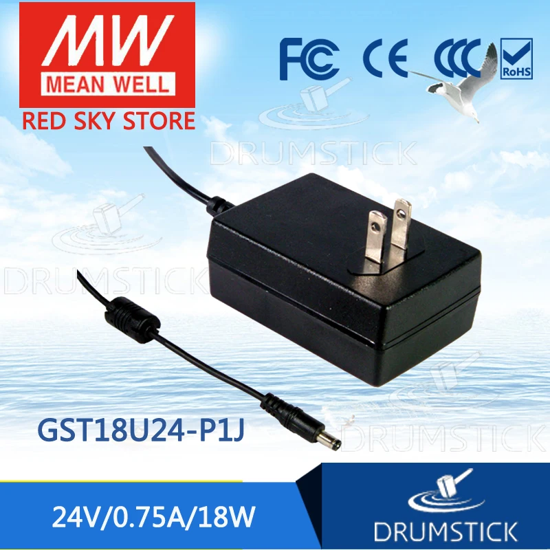 

Selling Hot MEAN WELL GST18U24-P1J 24V 0.75A meanwell GST18U 24V 18W AC-DC High Reliability Industrial Adaptor