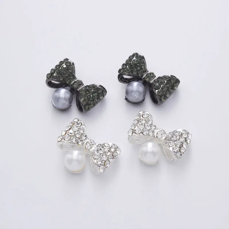 DIY Lovely Bowknot Crystal Rhinestones Buttons Sew on