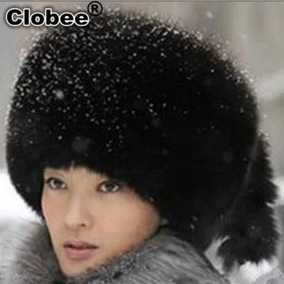 

2019 Outwear Autumn Winter Women Office Thick Fluffy Faux Mink Fur Bomber Hats Female Casual Fluffy Luxury Fox Fur Hats V652