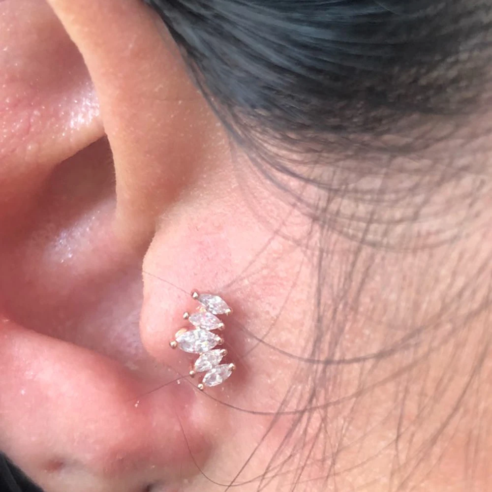 1Piece16g маркиза драгоценный камень гвоздики Спиральные серьги Tragus серьги, Надеваемые На ушной хрящ Серьга для верхней части уха Orelha Штанга пирсинг ювелирные изделия для тела