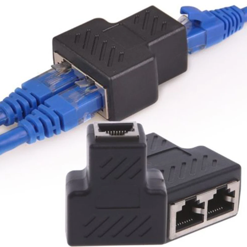 

New 1 To 2 LAN RJ45 Connector Network Cable Splitter Extender Plug Adapter Connector oxygen free copper conductor Black