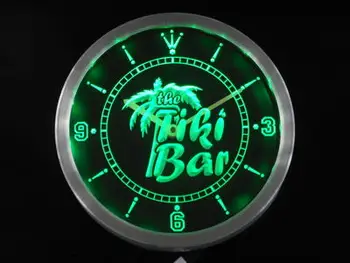 

nc0385 The Tiki Bar Palm Tree Beer Neon Sign LED Wall Clock