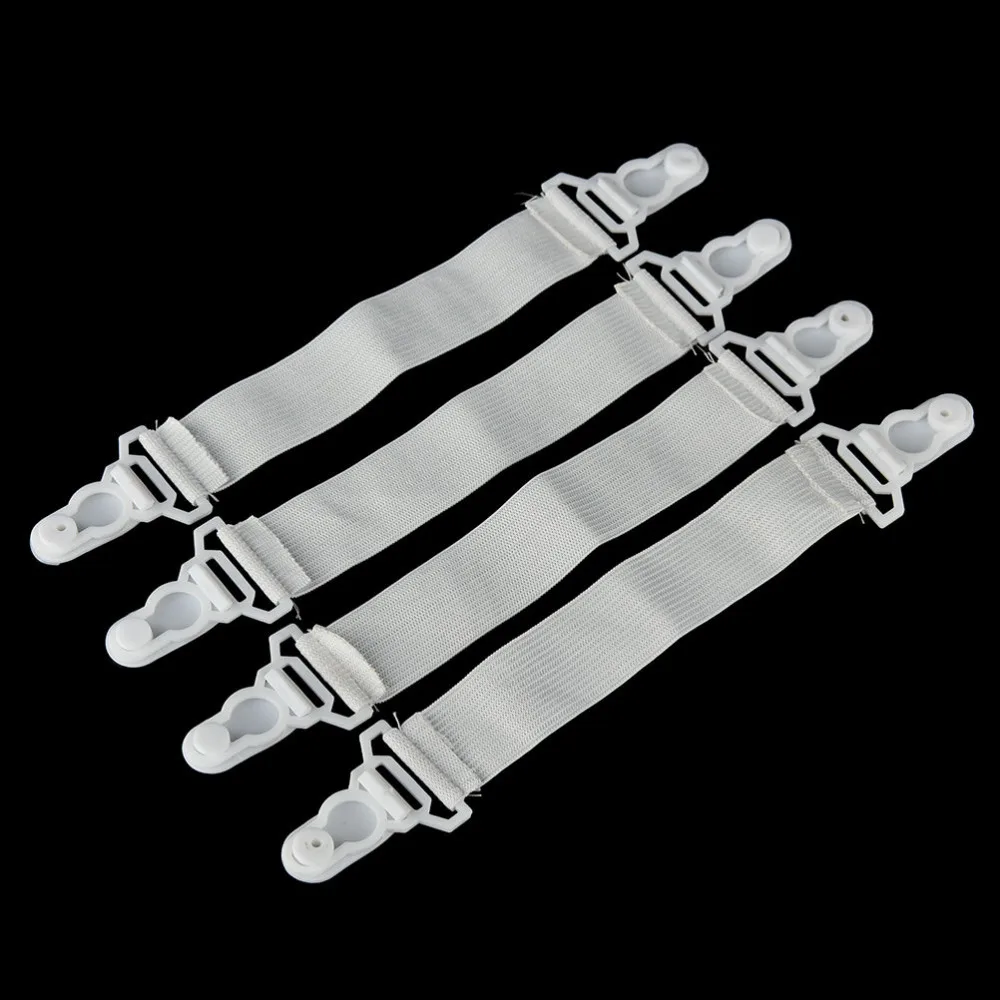 4 PCS White Bed Sheet Mattress Cover Blankets Grippers Clip Holder Fasteners Elastic Set | Дом и сад