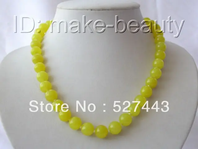 

Wholesale stunning big 10mm round yellow crude jade beads necklace