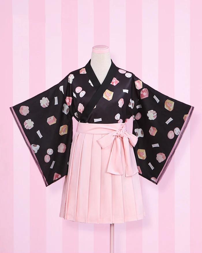 2 способа женщин кимоно юката стиль Kawaii Wagashi японские Сладости печати милые топы рубашка/верхняя одежда 3 цвета