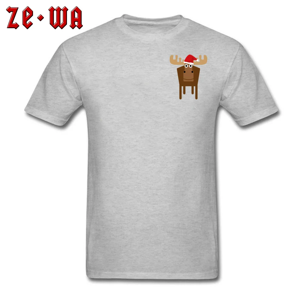 Christmasy Moose Tshirts for Men Casual Summer Autumn T Shirt Short Sleeve Prevailing Tops & Tees Crew Neck 100% Cotton Christmasy Moose Chest grey