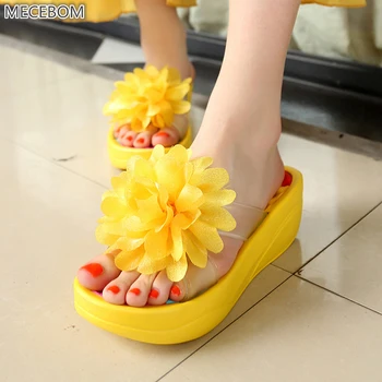 

N Summer Bohemia Home Women Flip Flop Shoes Non Slip Sandals Slipper Flat Wedge Heel Platform Shoes Chaussure Femme 2181W