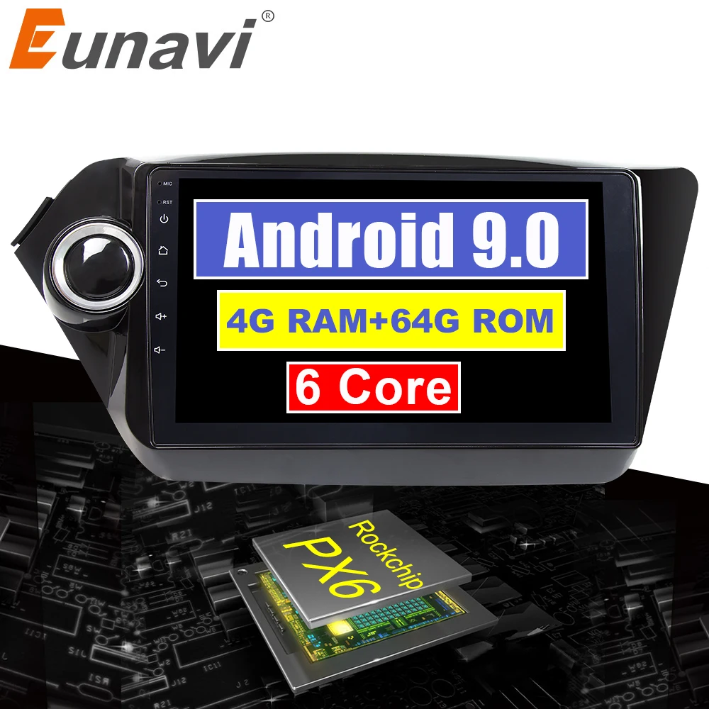 Eunavi 2 Din Автомобильный мультимедийный плеер gps Android 9 DVD помощи при парковке радио
