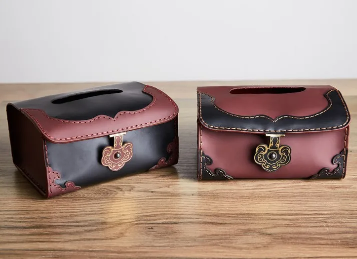 

Hand-made Car Genuine Leather Tissue Box Container Towel Holder Storage For BMW Mercedes Benz AUDI LAND ROVER SKODA SEAT TOYOTA