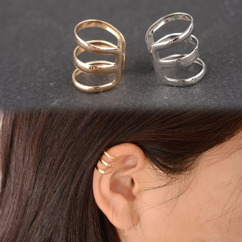 

2019 Metal Punk Hollow U Shape Clip Earrings Fashion Elegant Simulated Non Pierced Ear Bone Earing for Women Men Jewelry