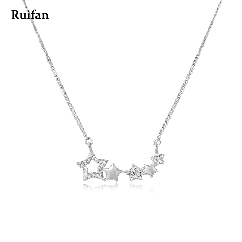 

Ruifan Stars CZ Zircon Pendants Necklaces 925 Sterling Silver Collar Necklace Pendants for Women Choker Party Jewelry YNC010