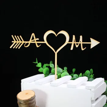 

Free Shipping Personalized Acrylic wood Wedding Personalized Rustic Arrow Cake Topper Last name Initials Cake Topper