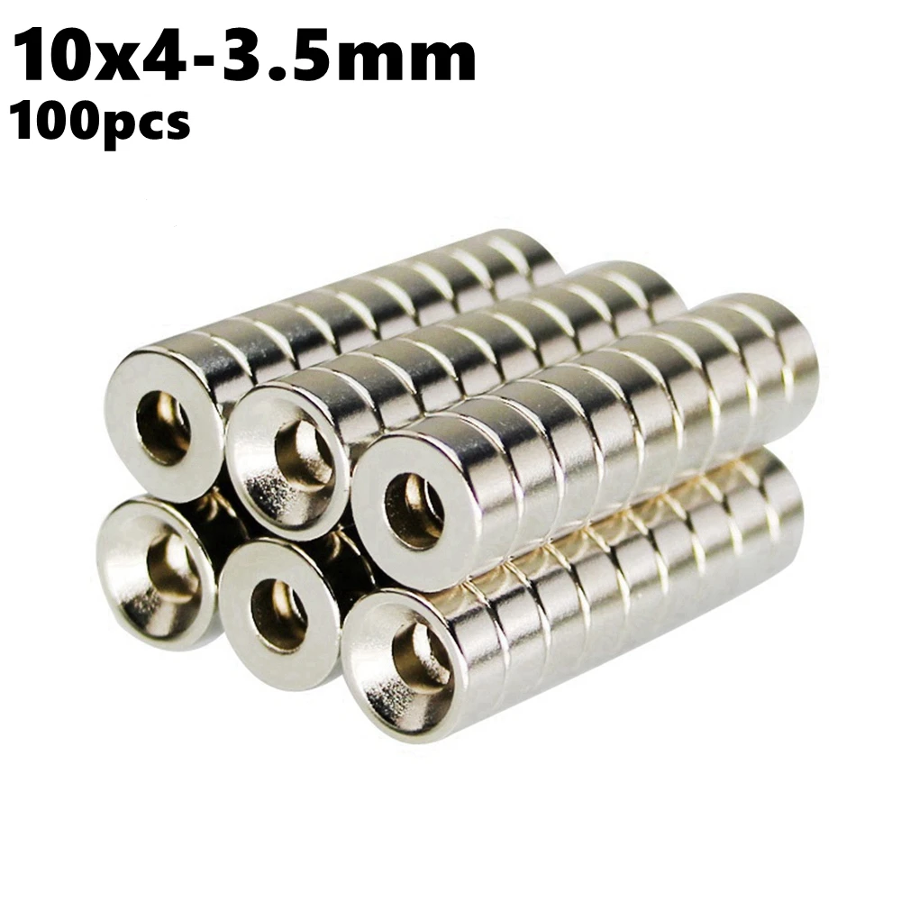 

100pcs 50pcs Super Powerful Strong Bulk Small Ring NdFeB Neodymium Disc Magnets Dia 10mm x 4mm Hole 3.5mm N35 Rare Earth NdFeB