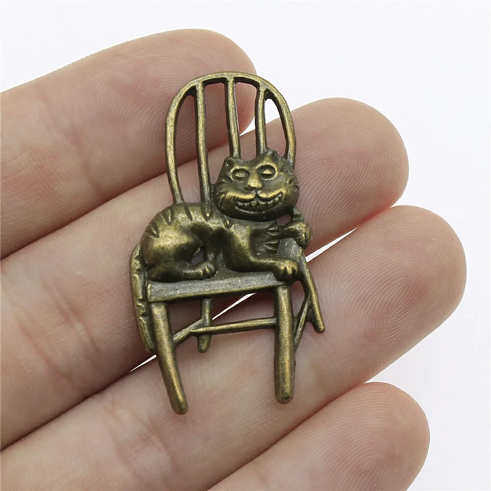Cat On The Chair Pendant Charms Diy Jewelry Making Jewelry Finding 10pcs Antique Bronze Color 1.6x0.9 inch (40x22mm)