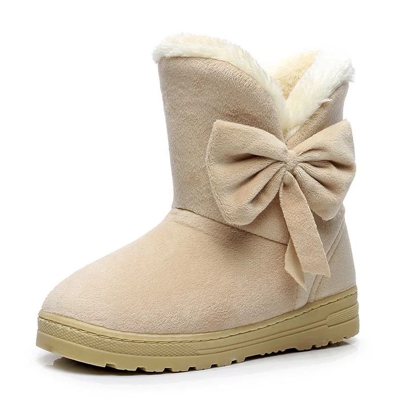 

Women Boots Bow Tie Women Winter Shoes With Thick Fur Snow Boots Plus Size Ankle Boots For Women 2018 Winter Botas Mujer