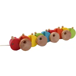 Цельнокроеное платье тянуть кабель Деревянный игрушка-каталка Caterpillar автомобиля, чтобы дать детей лучшие головоломки игрушка для раннего