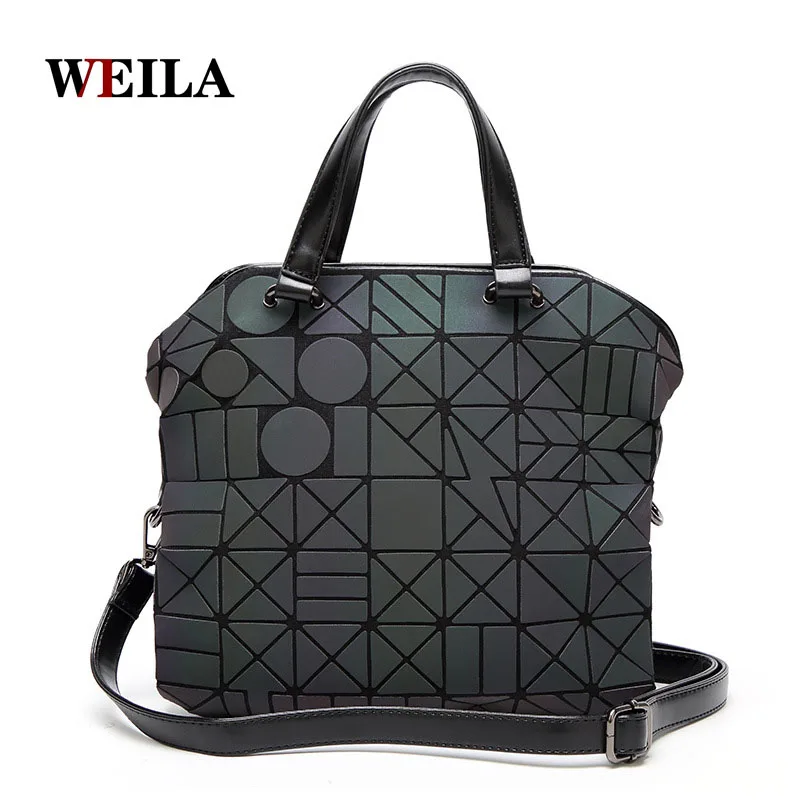 

Luminous Sac Bag For Women 2018 Diamond Tote Geometric Quilted Shoulder Bags Saser Plain Folding Handbags bolso