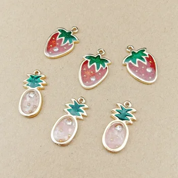 

10pcs pineapple strawberry charms enamel charm for jewelry making and crafting charm fashion pendant