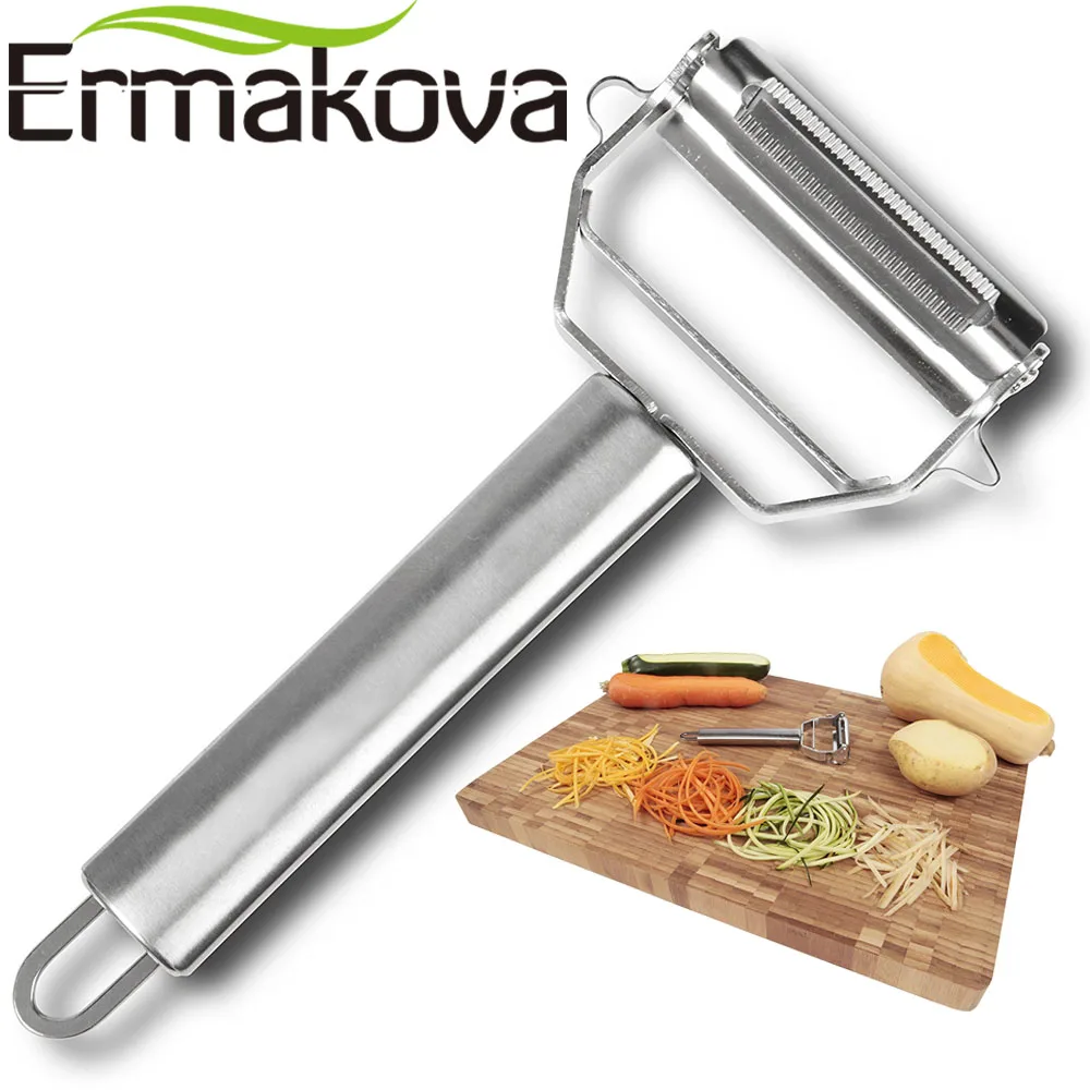 ERMAKOVA Stainless Steel Multi-purpose Vegetable Peeler&Julienne Cutter Julienne Peeler Potato Carrot Grater Kitchen Tool