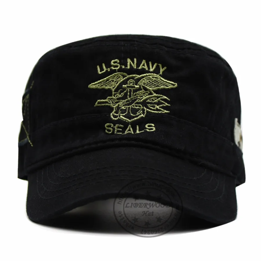 LIBERWOOD США темно-синяя вышитая темно-синяя печать Военная Кепка США SWAT Navy Seal Team Trident USN Кепка мужские хлопковые шляпы с плоским верхом