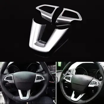 

3PCS Chrome Interior Steering Wheel Sequins Decoration Cover Trim Sticker Fit For Focus 2015-2017 Auto Car Styling Accessories