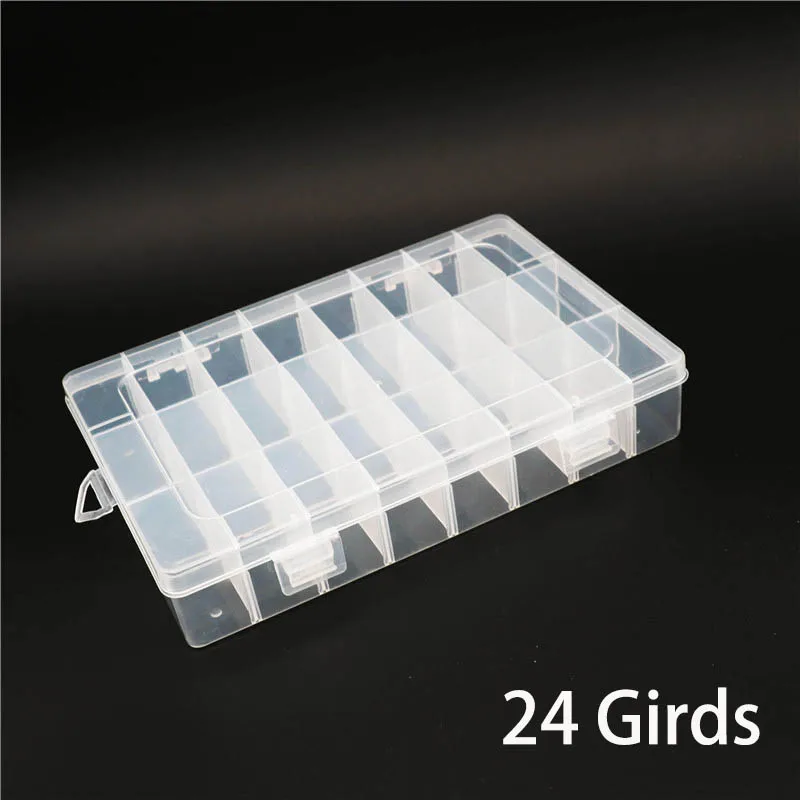 

24 Compartment Storage Transparent Box Adjustable Plastic Case for Charms Bead Rings Jewelry Display Organizer