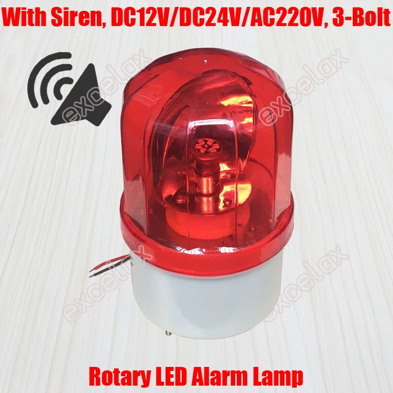 

LED Revolving Flash Light Rotation Strobe Siren Beacon Beeper Warning Sound Emergency Signal Alarm Lamp for Guard Post Vehicle