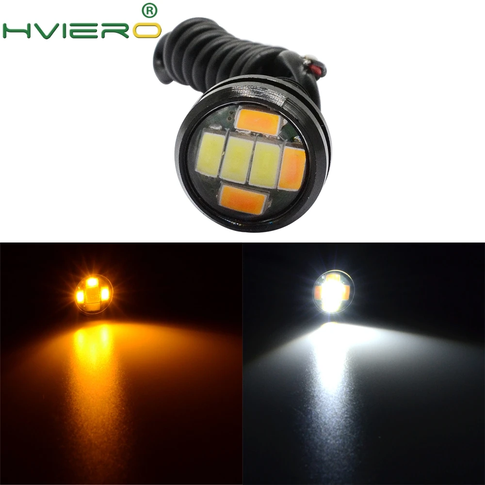 

12V DC 23MM 5730 6 LED Eagle Eye Daytime Running Dual Color DRL Switchback Turn Signal Backup Car Motor Led High Brigh Lamp