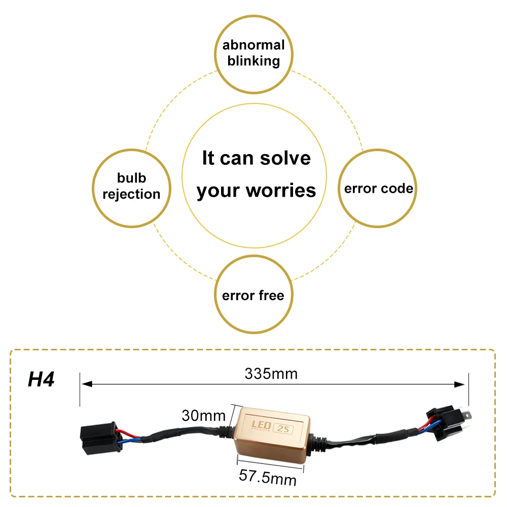 AcooSun, 2 шт., H1, H3, H7, H13, H4, фара, автомобильная нагрузка, электронное подавление ошибок, светодиодный декодер Canbus, проводка, декодер компенсатора, лампа