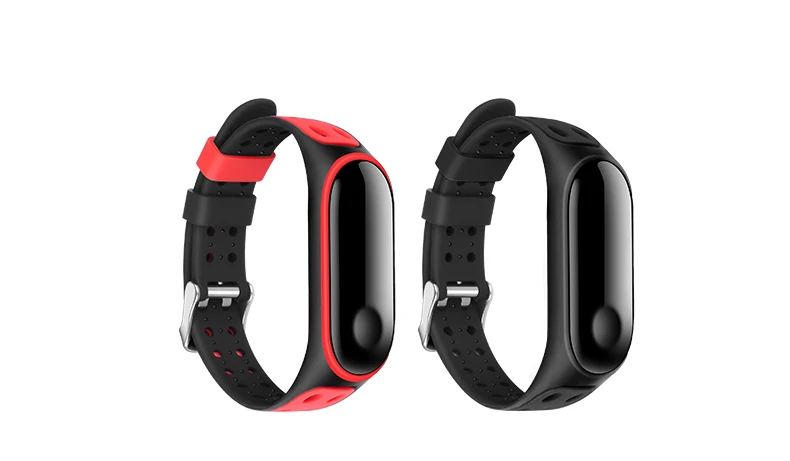 Силиконовые спортивные повязки для xiaomi band 3/4, сменный Браслет, свежий вид, серебряный штырь, два цвета, подходящий для mi Band 4, ремешок