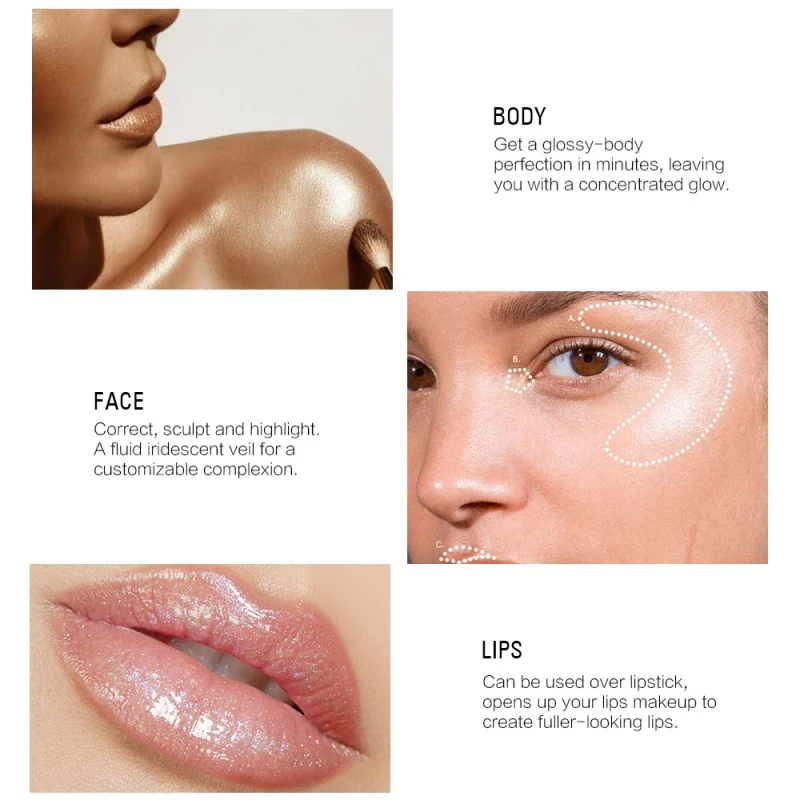 Профессиональный жидкий текстовый маркер Shimmery Shine Glow Body Face косметическое средство с эффектом сияния Золотой хайлайтер Bronzer консилер макияж