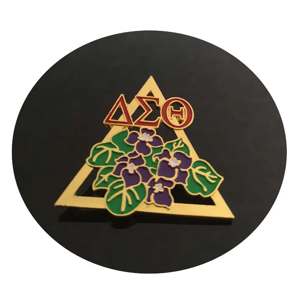 

Drop shipping Delta Sigma Theta Pin Triangle Shape DST purple flower brooch Jewelry