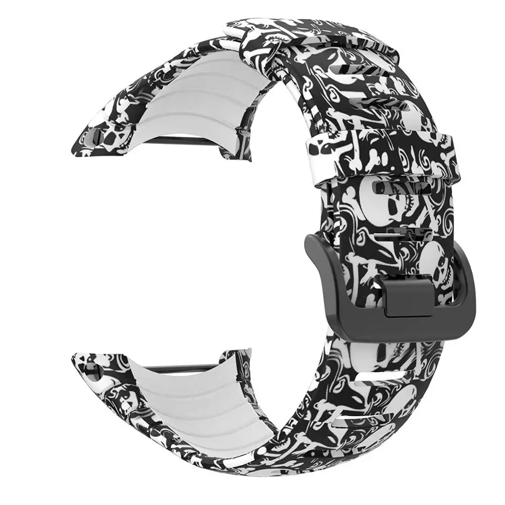White Skull Suunto основной ремешок, серый камуфляж Печатный шаблон резиновый ремешок для часов Suunto Core SS014993000 - Цвет ремешка: White Skull
