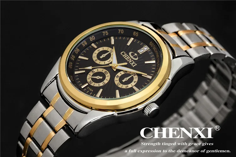 Модные кварцевые часы CHENXI мужские часы лучший бренд класса люкс известные мужские часы наручные часы Relogio Masculino золотые стальные часы