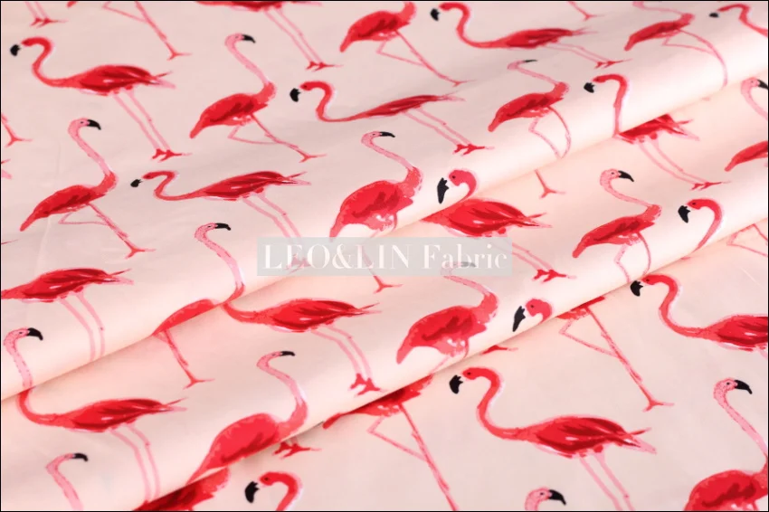 LEO& LIN светильник оранжевый винтажная ткань красный Фламинго поплин Атлас лоскутное хлопок ткань шитье дизайн Tissus 145 см ширина скидка 50