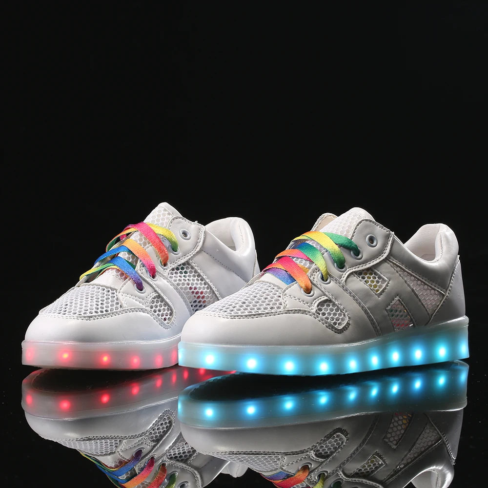 2016 Men Women Fashion Luminous Shoes New White LED Lights USB Charging