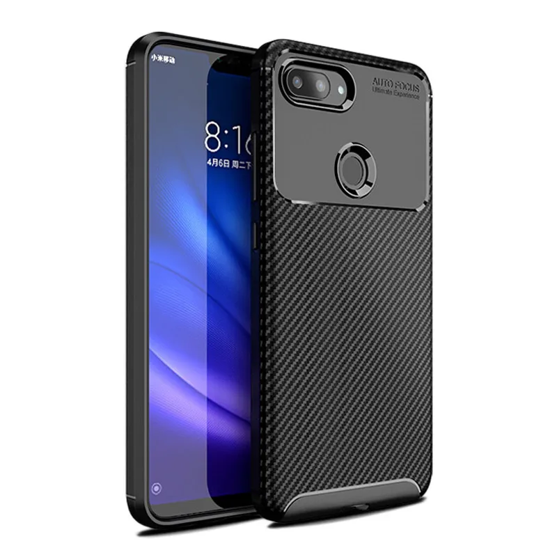 

For Xiaomi Mi 8 Case Mi 8 Lite Max 3 Cover Luxury Carbon Fiber Silicone Phone Bag Business Shockproof Case For Xiaomi Mi 8 SE