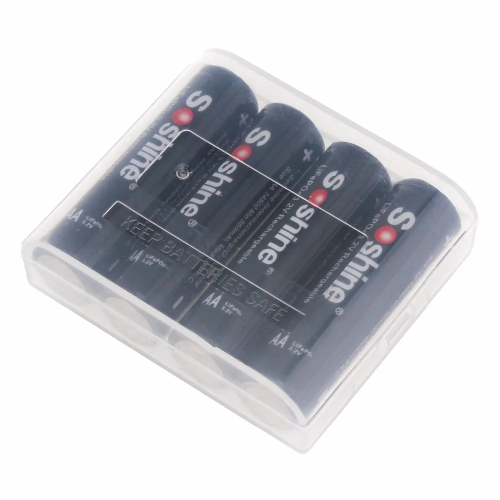 Soshine 4 шт. 3 2 в 700 мАч высокая емкость 14500 LiFePO4 аккумуляторная батарея AA|battery box|aa
