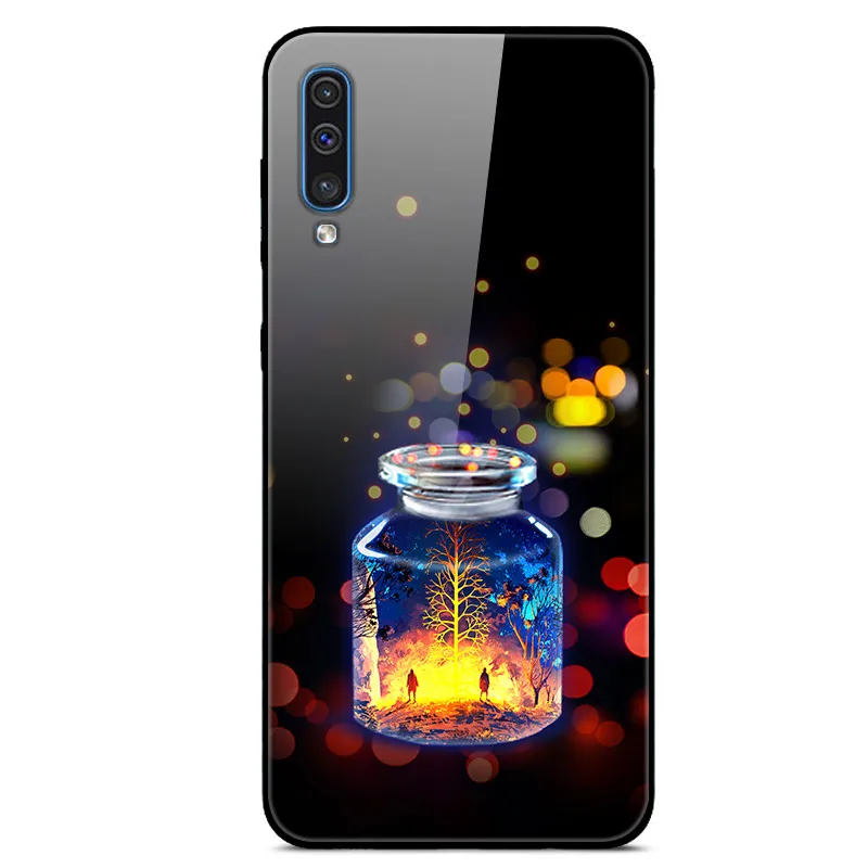 19 Закаленного стекла Чехол для samsung A50 чехол жесткий пластиковый чехол с принтом для samsung Galaxy A50 A505F чехол для телефона, бампер A 50 Funda - Цвет: 19