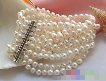 

01042 8ROW WHITE ROUND FRESHWATER CULTURED PEARL BRACELET MAGNET