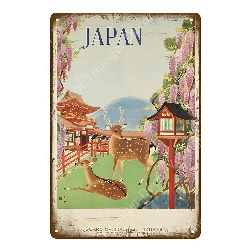 Японский туристический плакат, японский Ukiyoe, металлические жестяные вывески в старом стиле, настенная живопись, табличка, Декор для дома, бара, комнаты, винтажная тарелка - Цвет: YD9730E