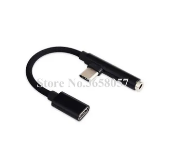 

50pcs 2 in 1 90 degree USB 3.1 C type to USB-3.5mm jack cell phone headset sync charger cable adapter