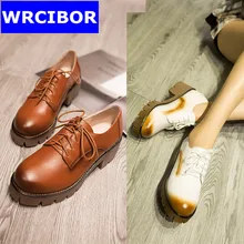 Women Genuine leather Designer Vintage Flat Oxford Shoes Woman Flats 2017 Fashion lace up Brogue Oxford women shoes moccasins