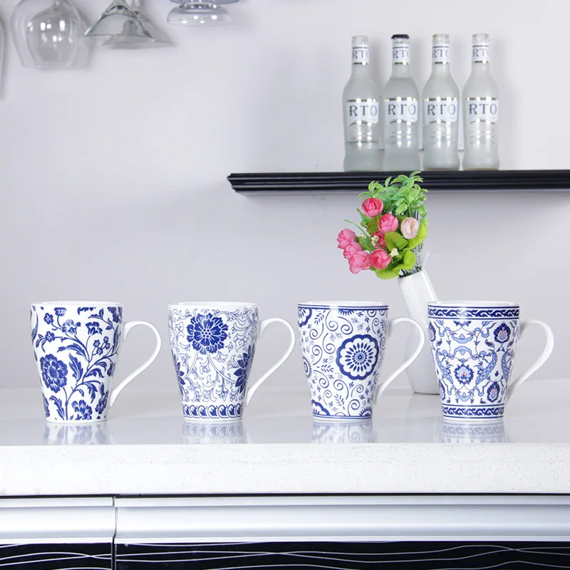 1 шт. традиционная кружка в китайском стиле синяя и белая фарфоровая чашка керамическая кофейная кружка